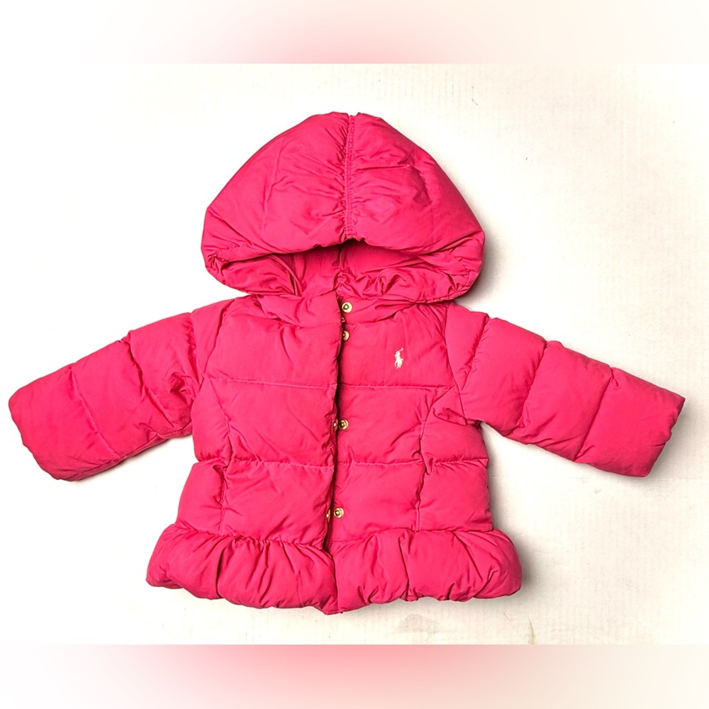 Polo Ralph‎ Lauren Baby Girls 12M 12 Month Puffer Down Jacket Coat Pink Pony